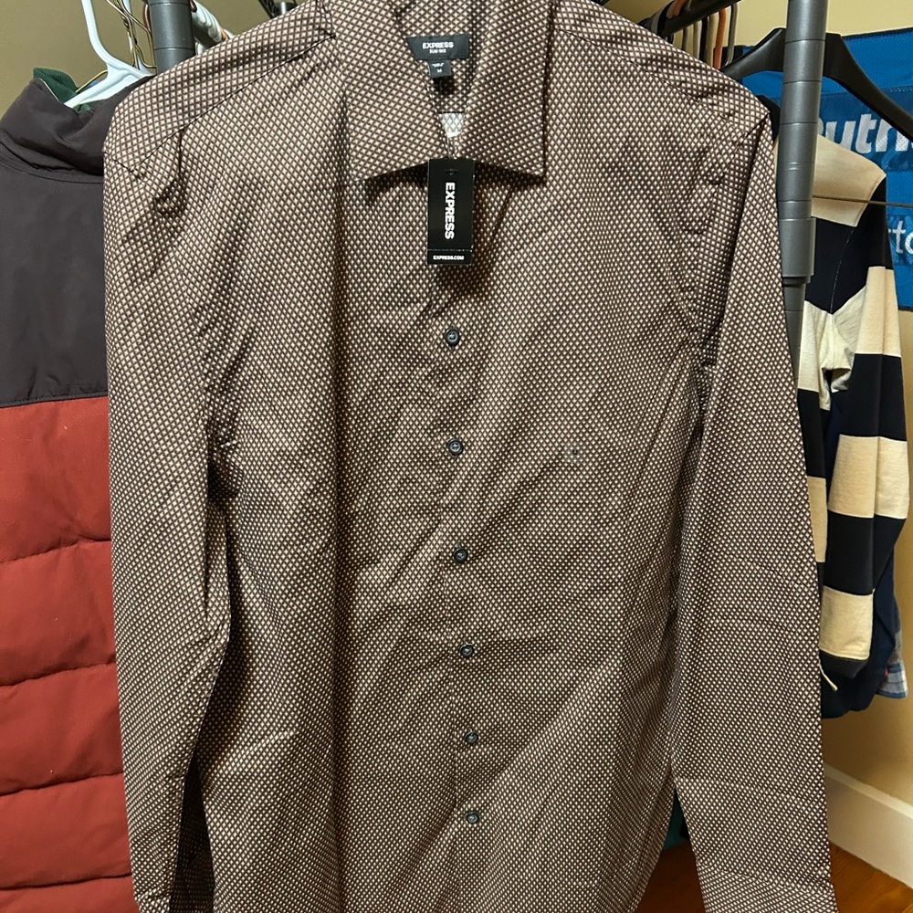 Express Men's Brown Button Down Shirt